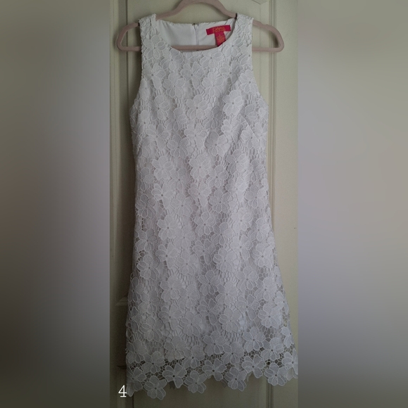 Catherine Malandrino Womens White Lace Dress 8 wedding Sorority Knee Length - Picture 1 of 9